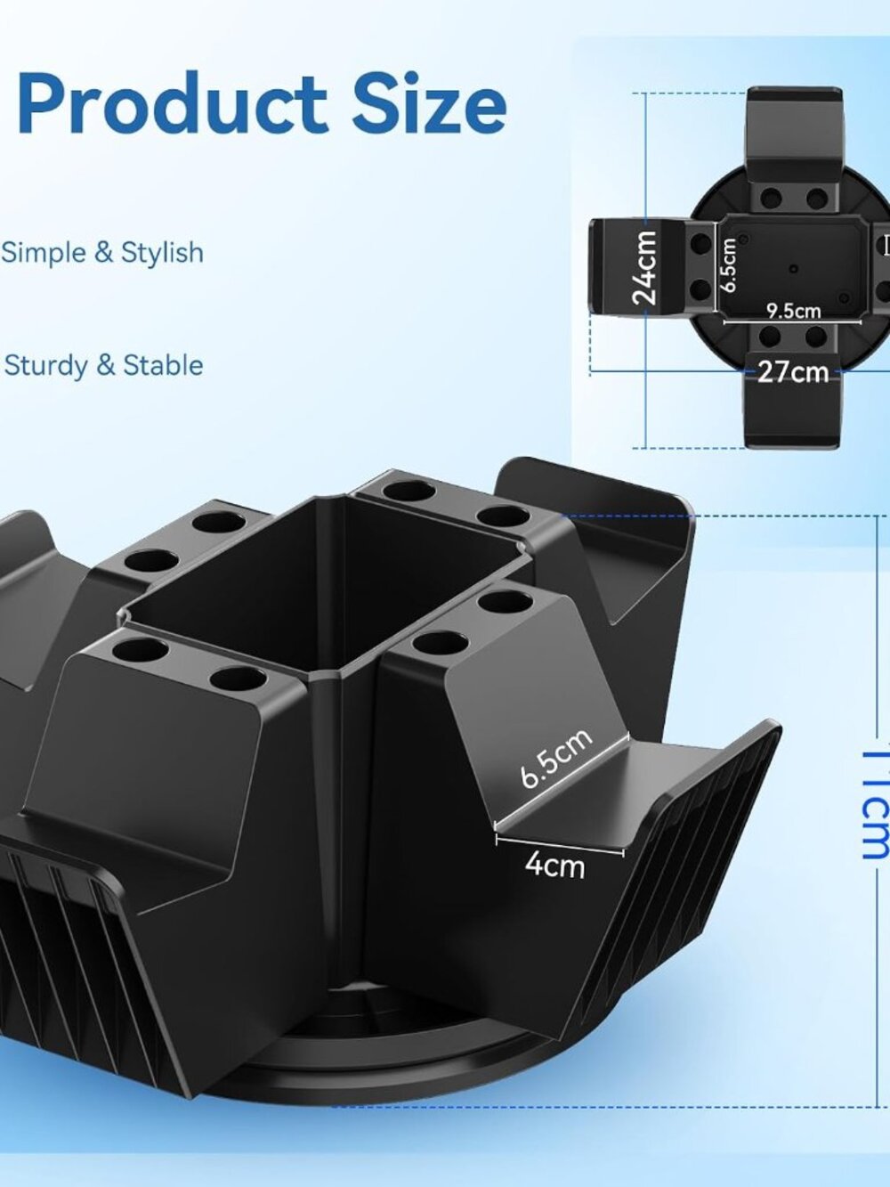 Controller Organizer for Desktop - 360°Rotatable Controller Holder with Storage - Picture 4 of 8